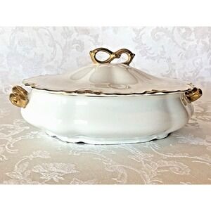 VTG Johnson Brothers Chantilly Gold Covered Vegetable Dish & Lid England 1939